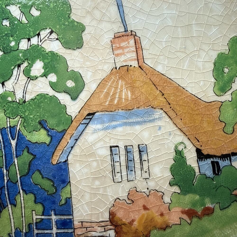 Harker Hotoven Chinawear Pottery Thatched Cottage Platter Cake Plate and Server - Picture 16 of 16